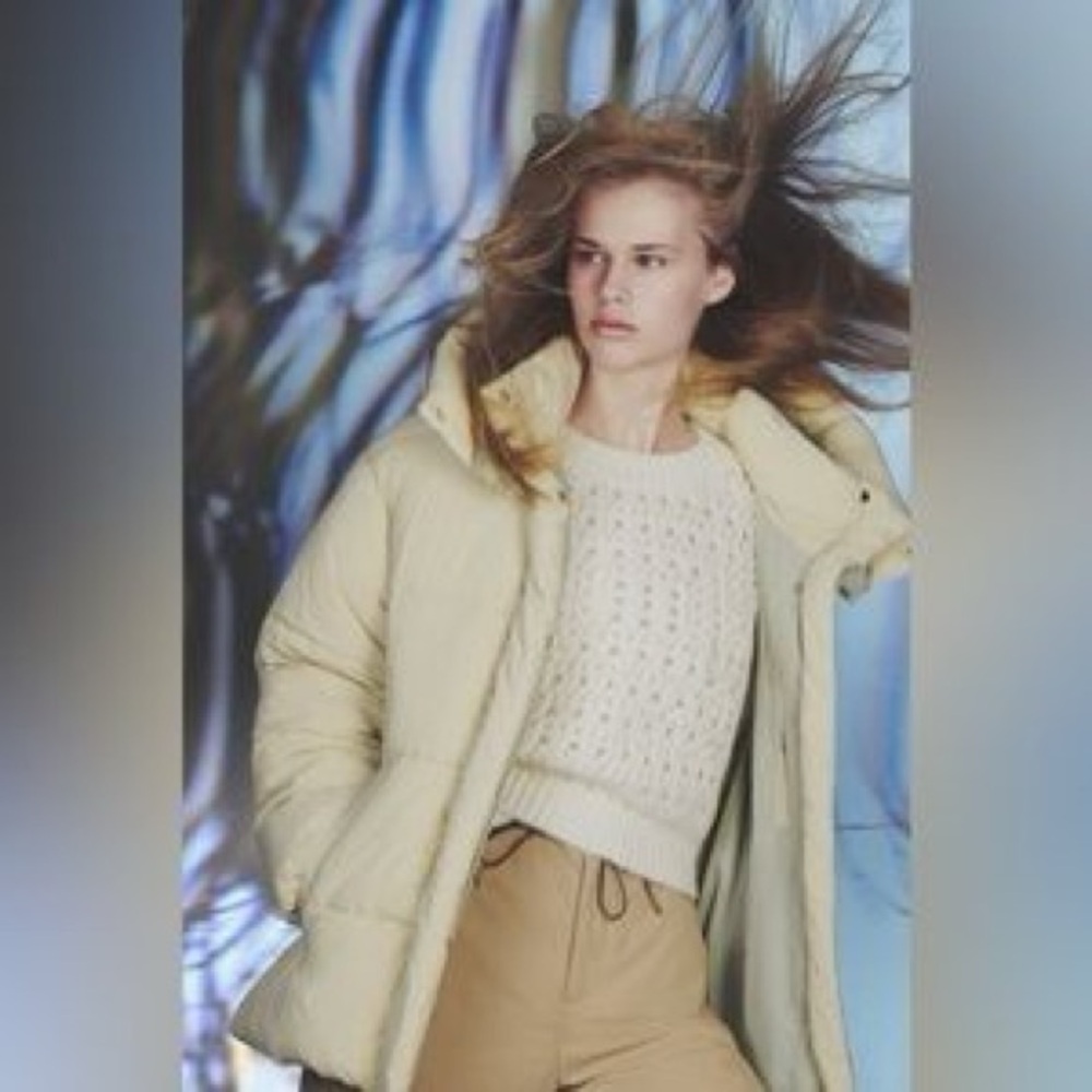 Zara Olive Green Water Repellent Puffer Jacket